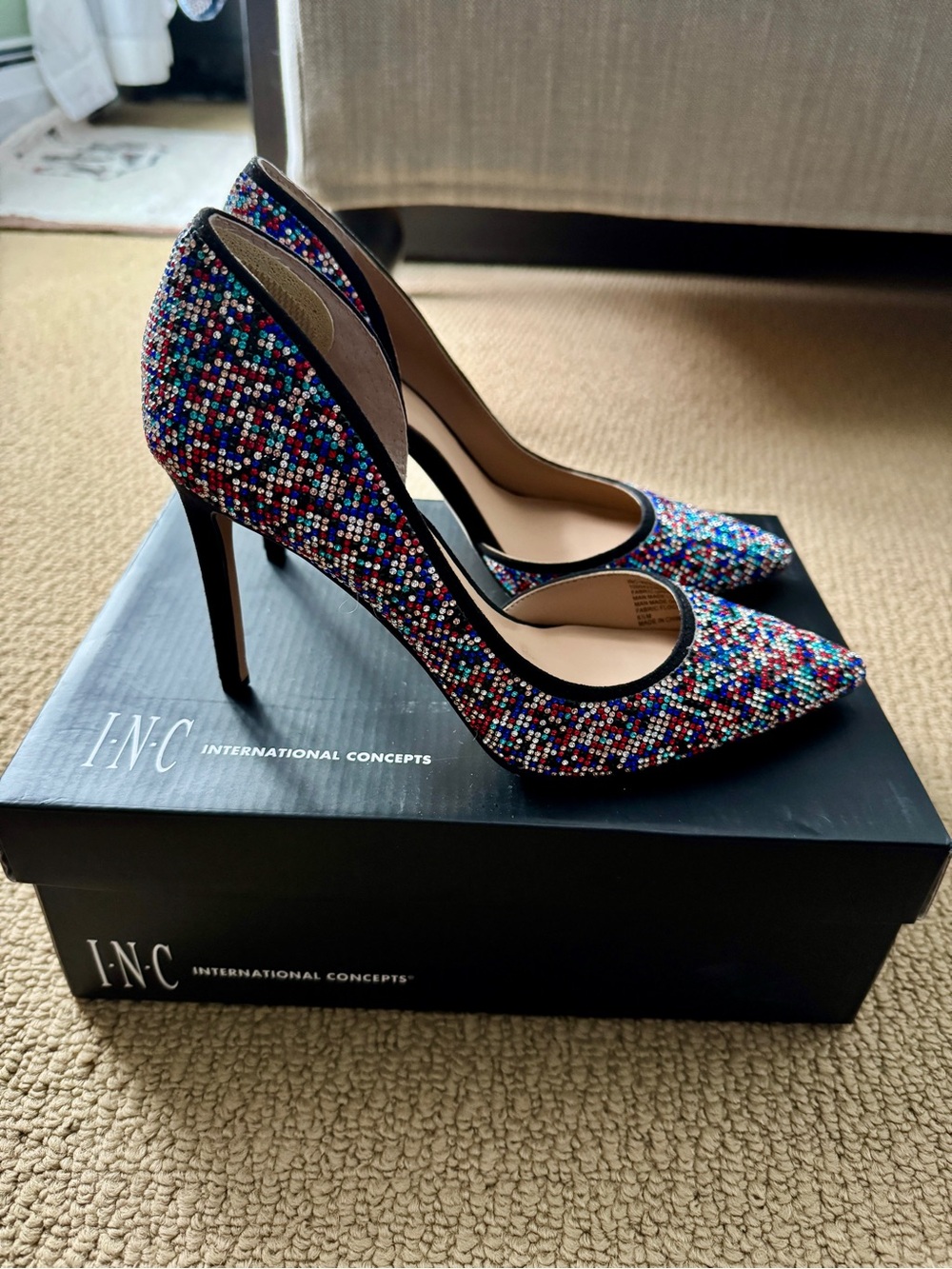 INC International Concepts Multicolor Crystal-Embellished Pointed-Toe Pumps